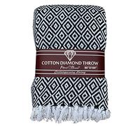 About Home Cotton Diamond throw, settee cover in many sizes & colors. (228 x 254 cm, Black)
