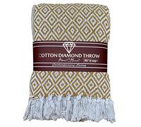 About Home Cotton Diamond throw, settee cover in many sizes & colors. (228 x 254 cm, Mustard)