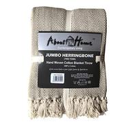 About Home Cotton Rich Herringbone Blanket Throw, Settee Cover (Beige/nat, 50"x60")