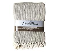 About Home Cotton Rich Herringbone Blanket Throw, Settee Cover (Beige/Natural, 228x254 cm)