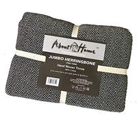 About Home Cotton Rich Herringbone Blanket Throw, Settee Cover (Grey/Natural, 102"x155")