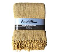 About Home Cotton Rich Herringbone Blanket Throw, Settee Cover (Yellow/Natural, 90"x100")