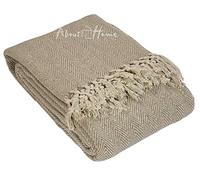 About Home Herringbone Cotton Blanket Throw, Settee Cover (BEIGE/Natural, 70"x100")