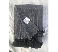 About Home Herringbone Cotton Blanket Throw, Settee Cover (GREY/White, 70"x100")