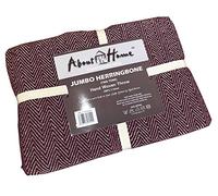 About Home Herringbone Cotton Blanket Throw, Settee Cover (MAROON/natural, 102"x155")