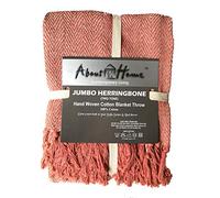 About Home Herringbone Cotton Blanket Throw, Settee Cover (PEACH, 50"x60")