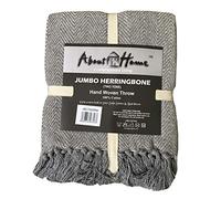 About Home Herringbone Cotton Blanket Throw, Settee Cover (Silver Grey, 50"x60")
