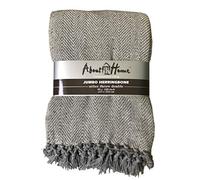 About Home Herringbone Cotton Blanket Throw, Settee Cover (SILVER/Natural, 90"x100")