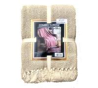 About Home Super Soft Herringbone Throw 100% Combed Cotton Blanket Settee Cover 68 x75 inches approx, 152x190 cms, Beige/Natural