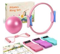 About life Pilates Ring - 14 Inch, Yoga Magic Circle Rings. Small Exercise Ball, Resistance Bands for Working Out. Pilates Essentials Equipment Kit for Home Workout Women