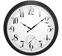 About Time Big Time Outdoor Garden Clock with Thermometer - Black - 90cm (35.4")