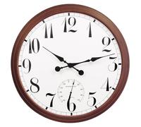About Time Outdoor Garden Patio Office Big Time Durable Clock with Thermometer Brown 90cm