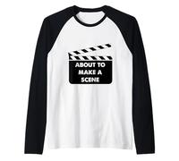 About to Make A Scene Movie Slate Film Clapper Raglan Baseball Tee