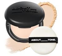 ABOUT TONE Blurring Powder 80ml Pressed Powder Compact with Mirror and Puff for Adjusting Makeup Finishing, Translucent, Natural, Translucent, Lightweight