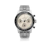 About Vintage 1960 Racing Chronograph Watch for Men - Steel Mens Watch - 316L Stainless Steel, Analog, Quartz, 10 ATM Waterproof Men Watches - Round Sapphire Crystal Dial Men Watch, Steel/Off White,