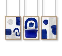 About Wall Art Abstract Art Wall Art | Set of 3 Abstract Wall art Prints - 20 x 30 in / 50 x 76 cm - Matte Museum Quality Art Paper 290 gsm - Oak Frame