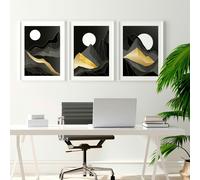 About Wall Art Abstract landscape | set of 3 wall art prints - A4 8.27 x 11.69 in / 21 x 29.7 cm - Oak Frame