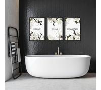 About Wall Art Art For A Bathroom Wall | Set of 3 wall art prints - A2 16.54 x 23.39 in / 42 x 59.4 cm - Satin Photo paper 280 gsm - Oak Frame