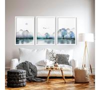 About Wall Art Art for living room walls | set of 3 Zen landscape art prints - 16 x 22 inches / 40.65 cm x 56 cm - Canvas wrapped