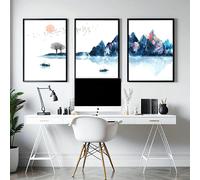 About Wall Art Artwork for an office | set of 3 wall art prints - A2 16.54 x 23.39 in / 42 x 59.4 cm - White Frame