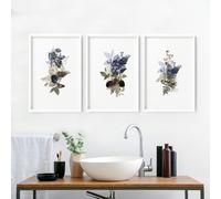 About Wall Art Bathroom art framed | set of 3 Botanical wall prints - 16 x 22 inches / 40.65 cm x 56 cm - Canvas wrapped