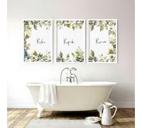 About Wall Art Bathroom Art Wall | Set of 3 wall art prints - 12 x 16 inches / 30.5 x 40.65 cm - Polyester Canvas 260 gsm - Canvas wrapped