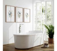 About Wall Art Bathroom Wall Art Blue | Set of 3 Botanical Wall art Prints - A2 16.54 x 23.39 in / 42 x 59.4 cm - Matte Museum Quality Art Paper 290 gsm - White Frame