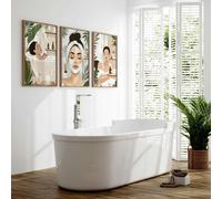 About Wall Art Bathroom Wall Decor Framed | Set of 3 Boho Women Wall art Prints - 20 x 30 in / 50 x 76 cm - Matte museum Quality Art Paper 290 gsm - White Frame