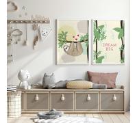 About Wall Art Bedroom jungle wall art for nursery | set of 2 Sloths art prints - 16 x 22 inches / 40.65 cm x 56 cm