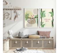 About Wall Art Bedroom jungle wall art for nursery | set of 2 Sloths art prints - A3 11.69 x 16.54 in / 29.7 x 42 cm - Unframed