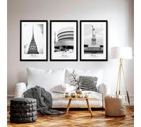 About Wall Art Black and white prints | set of 3 Manhattan wall art - A4 8.27 x 11.69 in / 21 x 29.7 cm - Satin Photo paper 280 gsm - Black Frame