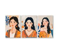 About Wall Art Boho Wall Art Decor | Set of 3 Boho Women Wall art Prints - 20 x 30 in / 50 x 76 cm - Polyester Canvas 260 gsm - Canvas wrapped