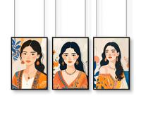 About Wall Art Boho Wall Art Decor | Set of 3 Boho Women Wall art Prints - A4 8.27 x 11.69 in / 21 x 29.7 cm - Satin Photo paper 280 gsm - Black Frame