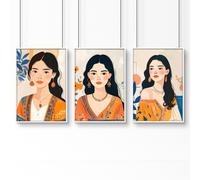 About Wall Art Boho Wall Art Decor | Set of 3 Boho Women Wall art Prints - A4 8.27 x 11.69 in / 21 x 29.7 cm - Satin Photo paper 280 gsm - White Frame