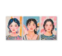About Wall Art Boho Wall Art | Set of 3 Boho Women Wall art Prints - 16 x 22 inches / 40.65 cm x 56 cm - Polyester Canvas 260 gsm - Canvas wrapped