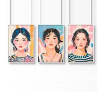 About Wall Art Boho Wall Art | Set of 3 Boho Women Wall art Prints - A2 16.54 x 23.39 in / 42 x 59.4 cm - Satin Photo paper 280 gsm - White Frame