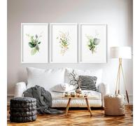 About Wall Art Botanical art print | set of 3 wall art prints - A4 8.27 x 11.69 in / 21 x 29.7 cm - Satin Photo paper 280 gsm - Oak Frame