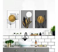 About Wall Art Botanical bathroom | set of 3 bathroom wall decor - 12 x 16 inches / 30.5 x 40.65 cm - Canvas wrapped