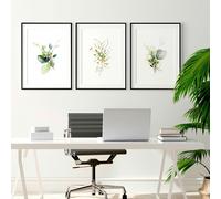 About Wall Art Botanical print framed | set of 3 wall art for home office decor - 12 x 16 inches / 30.5 x 40.65 cm