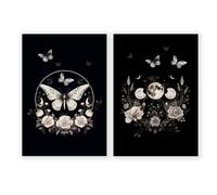 About Wall Art Butterfly Art Wall Decor | Set of 2 Dark Academy Wall art Prints - 12 x 16 inches / 30.5 x 40.65 cm - Polyester Canvas 260 gsm - Canvas wrapped