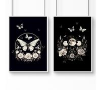About Wall Art Butterfly Art Wall Decor | Set of 2 Dark Academy Wall art Prints - A4 8.27 x 11.69 in / 21 x 29.7 cm - Satin Photo paper 280 gsm - White Frame