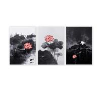 About Wall Art Calming Art | Set of 3 Asian Inspired Wall art Prints - 20 x 30 in / 50 x 76 cm - Polyester Canvas 260 gsm - Canvas wrapped