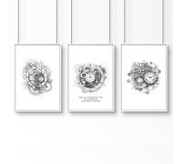 About Wall Art Canvas Painting Wall Decor | Set of 3 Abstract Clocks Wall art Prints - A2 16.54 x 23.39 in / 42 x 59.4 cm - Satin Photo paper 280 gsm - White Frame