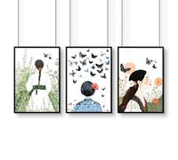 About Wall Art Canvas Pictures For Living Room | Set of 3 Boho Women Wall art Prints - A2 16.54 x 23.39 in / 42 x 59.4 cm - Satin Photo paper 280 gsm - Black Frame