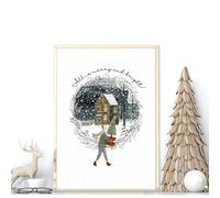 About Wall Art Christmas decor in living room wall art print - A3 11.69 x 16.54 in / 29.7 x 42 cm - Oak Frame