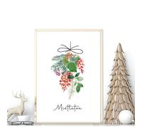 About Wall Art Christmas wall decorations indoor | Mistletoe wall art print - A3 11.69 x 16.54 in / 29.7 x 42 cm - White Frame