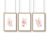 About Wall Art Framed Pictures For The Bathroom | Set of 3 Seashells Wall art Prints - 20 x 30 in / 50 x 76 cm - Satin Photo paper 280 gsm - Oak Frame