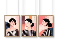 About Wall Art Frames Living Room | Set of 3 Boho Women Wall art Prints - A2 16.54 x 23.39 in / 42 x 59.4 cm - Satin Photo paper 280 gsm - Oak Frame