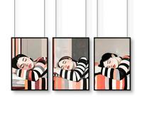 About Wall Art Frames Poster | Set of 3 Boho Women Wall art Prints - A3 11.69 x 16.54 in / 29.7 x 42 cm - Satin Photo paper 280 gsm - Black Frame