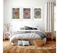 About Wall Art Geometric patterns in Islamic art | set of 3 prints for bedroom walls - A3 11.69 x 16.54 in / 29.7 x 42 cm - Unframed